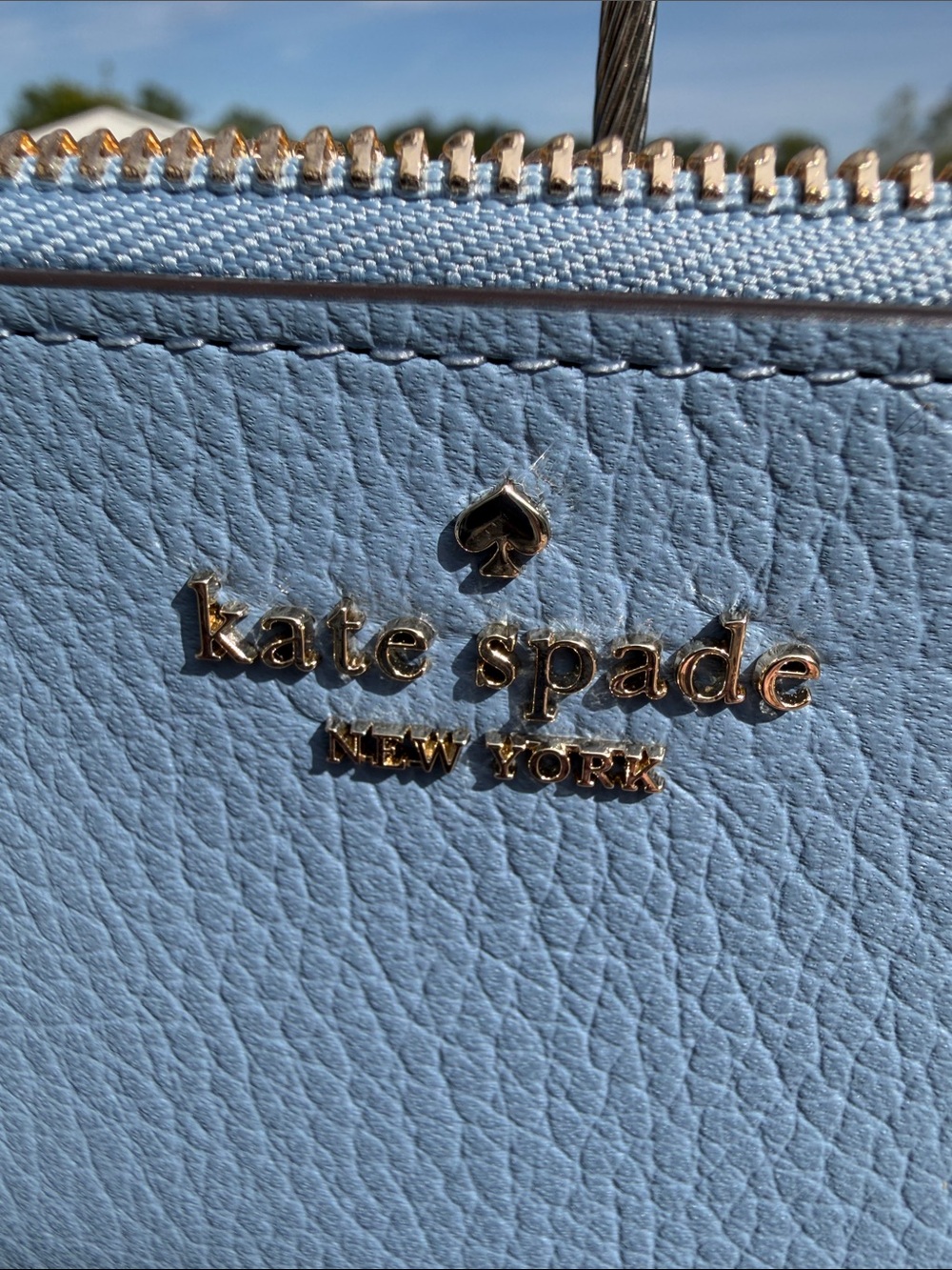 kate spade NWOT Light Blue Leather Zip Card Wallet - Picture 2 of 5